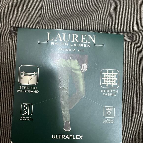 Lauren Ralph Lauren Mens 34 x 30 ULTRAFLEX Flat-Front Taupe Dress Pants NWT - Picture 5 of 7